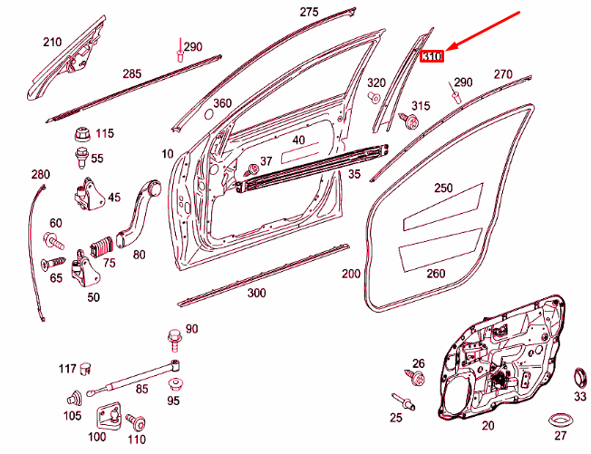 MERCEDES-BENZ S W221 Left Front Door B-Pillar Trim A2216901187