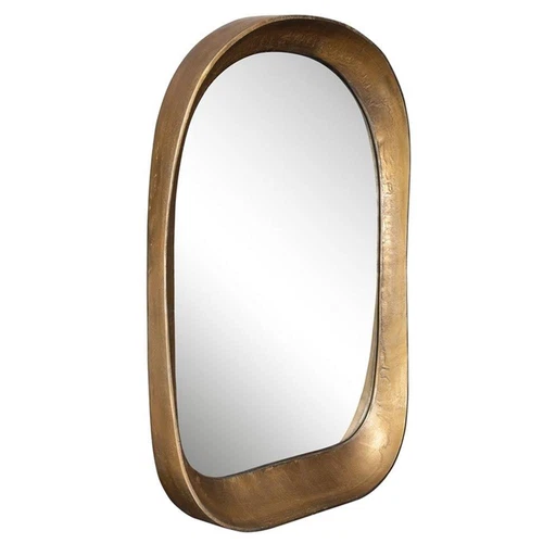 Uttermost Bradano Contemporary Cast Aluminum/Glass Arch Mirror in Antique Brass - Picture 3 of 7