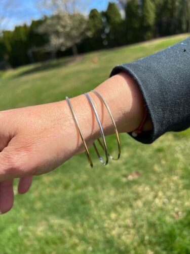 14K Yellow Gold KBH Reclaimed Skinny Bangle Bracelet Jewelry - Picture 2 of 12
