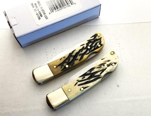 Winchester Gentleman Lockback Folder White Bone Single Bolster Knife CarboardBox - Picture 4 of 4