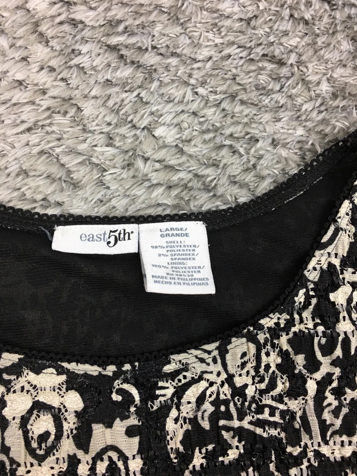 Blusa elástica negra talla grande East 5th manga corta para mujer Foto 4 de 4