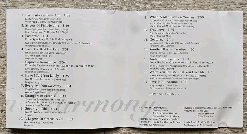 James Last & Richard Clayderman  - In Harmony  - CD  - 1994 - Polydor Club... - Bild 4 von 4