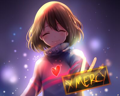 Anime undertale closed eyes short hair brunette frisk Custom Gaming Mat Desk