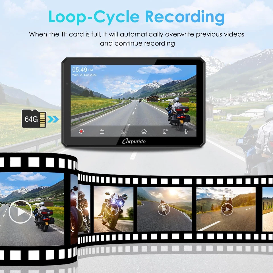 Carpuride W712D Moto Carplay Bildschirm 1080P Doppelkameras CarPlay Android Auto - Bild 4 von 4