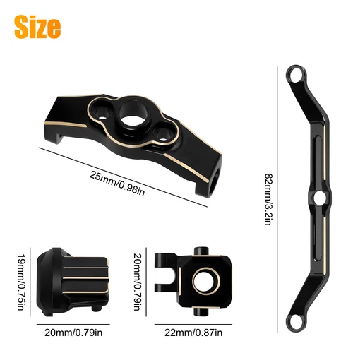Brass Steering Link Axle Covers Knuckles Block Set For 1/18 RC Car Traxxas TRX4M - Picture 6 of 8
