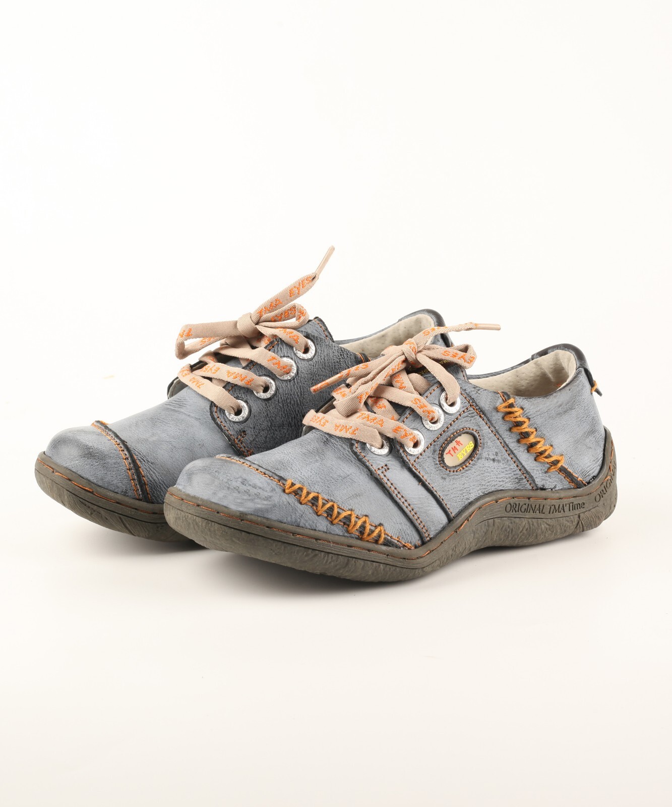 CHSHOER Women's Leather Hand Stitching Patchwork Shoes Lace-Up Casual Shoes