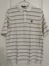 Polo Seminole Golf Club Camicia Uomo XL Bianco Navy Righe Pre-loved Cotone Piqué