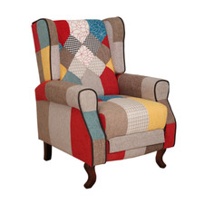 Fauteuil relax en tissu patchwork BERGERE Repose-pieds inclinable