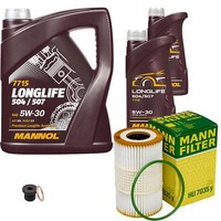 MANN-FILTER Inspektionspaket Mannol 7L Longlife 5W-30 FüR Audi A5 Cabriolet S5
