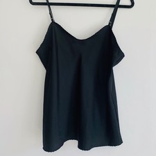 Vintage Lingerie Black Scalloped Satin Cami  