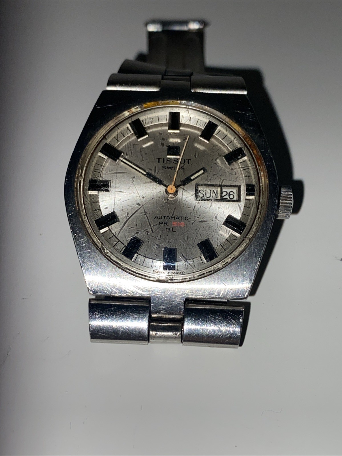 Retro Tissot PR 516 GL Men's Automatic Wristwatch. For Donor/Spares & Repairs.
