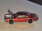 Hot Wheels 1968 Redline Custom Dodge Charger. Red with White Int. Glass good,