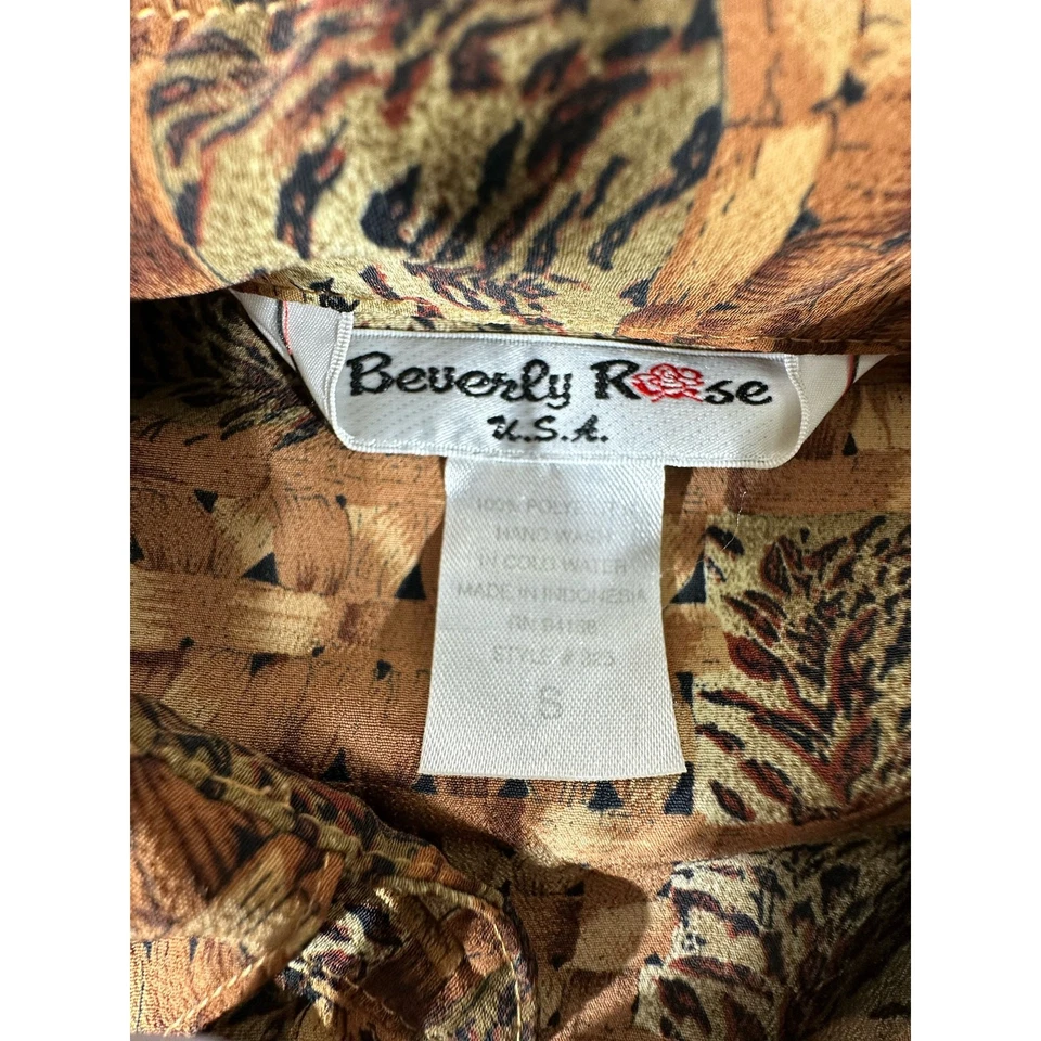 Beverly Rose 美国纽扣衬衫小号(大号)动物篮子编织复古 — 第 3/4 张图片