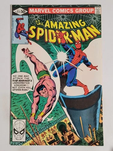 Amazing Spider-man #211 Marvel 1980 VF+ 8.5 Sub-Mariner cover & appearance