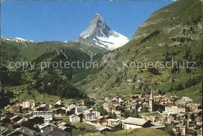 Zermatt VS general view with Matterhorn Mont Cervin Valais Alps