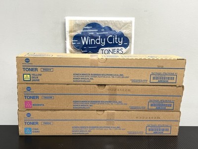 Konica Minolta TN221 Toner Cartridges Set YMC for Bizhub C227, C287 Genuine New
