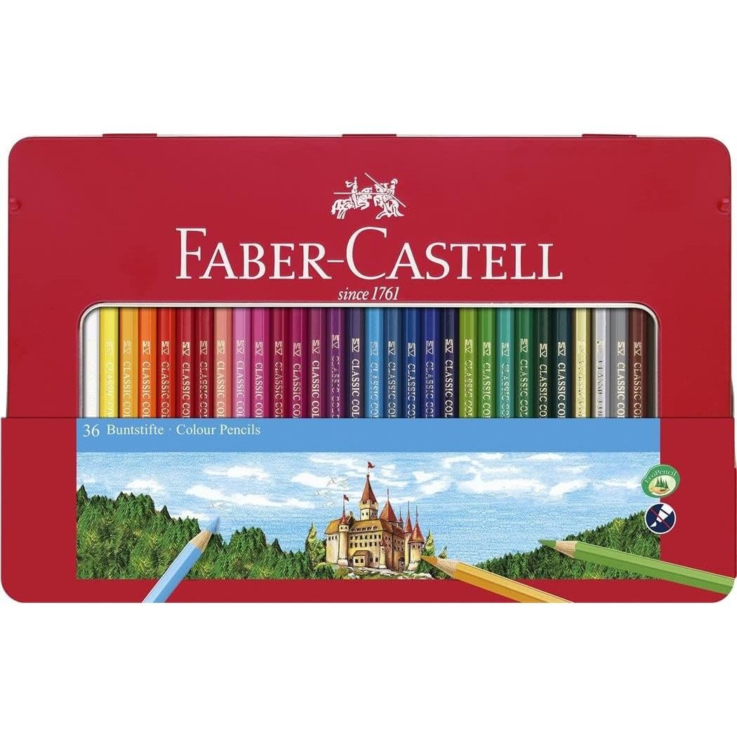 Crayons de couleur Faber-Castell Castle boite metal x36 pour ne plus casser vos mines