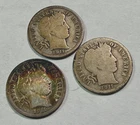 Complete Series 1911 P-D-S Barber Silver Dimes. Circulated. NICE 'P' /Toned 'D'