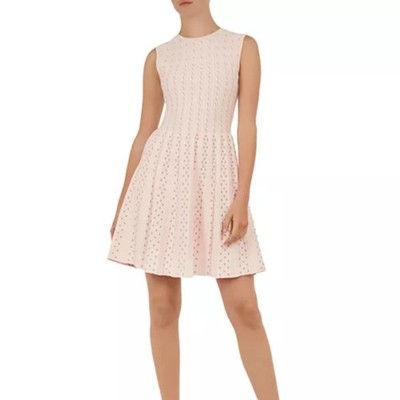 NEW Ted Baker London Vellia Pale Pink Knitted Flippy Skater Dress Size 10 Womens