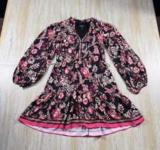 Adriana Papell Womens Size 10 Floral Print Long Sleeve Drop Waist Dress