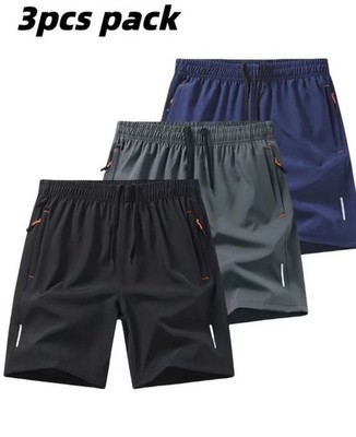3er-Pack Herren Sportshorts atmungsaktiv, leicht & mit Reißverschlusstaschen, XL
