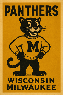 #ad w Wisconsin Panthers NCAA College Mascot Logo Poster Decor 12x8in Metal Sign $32.99