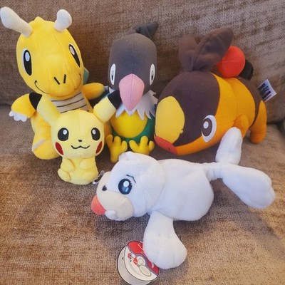 Lot Of 5 Pokemon Plush Keychain Tepig Chatot Dragonite Seel Pikachu Collectible