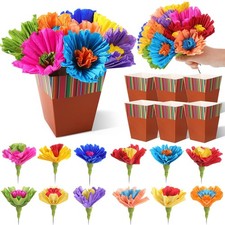 30 PCS Mexican Table Decorations Fiesta Centerpieces Paper Flower Vase Party