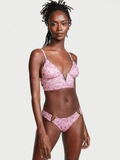 NWT Victoria's Secret V-Hardware Bikini Top Ditsy Floral Pink Wireless Size M