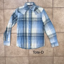 Wrangler Western Shirt Men's Pearl Snap Blue Plaid Size Small Long Sleeve