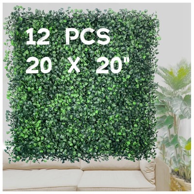 Grass Wall Panels 12 Pcs 20''x20'' Boxwood Wall Greenery Wall Backdrop, Artific...