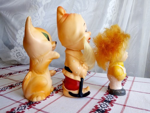 Vintage rubber toys Fox, dwarf and boy 70-80s USSR - Picture 5 of 8