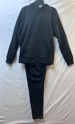 Reebok Men s Hoodie Jogger Set Fleece Track Suit Black Sport Athletic Mens Small