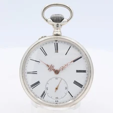 Antique Lange & Sohne Private Label Mechanical Pocket Watch Gold Hands Silver