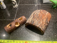 Lot Of 2 House Wood Tunnel Hamster/Spider Hide Natural House Wood Logs