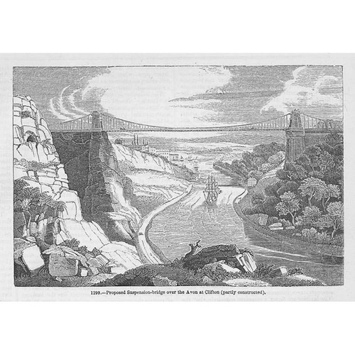 The Avon Suspension Bridge - Antique Print 1851
