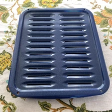 Blue Speckled Enamel Broiler Pan 2-Piece Oven Roasting Drip Tray Rack