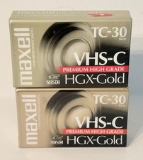 2 Maxell TC-30 VHS-C Premium High Grade HGX-Gold Camcorder Tapes NEW NIP
