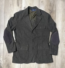 Polo Ralph Lauren Womens Herringbone Blazer Jacket Equestrian Elbow Patch Size 2