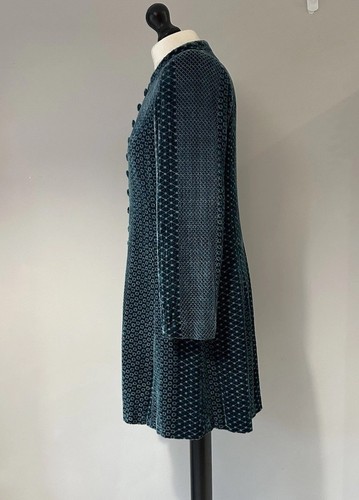 Caroline Charles Velvet Lattice Embroidered Vintage Jacket Dress Coat 8 10 XS S - Photo 6 sur 23