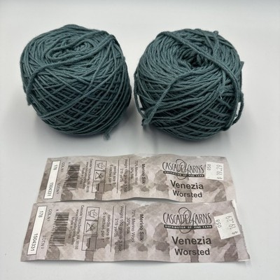 Cascade VENEZIA Yarn Green Merino Silk 3.5oz /219yds ea. Set of 2 / Color 178