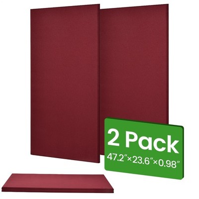 Rose Red Wall Acoustic Panels 2 Pack, Fiberglass 48''x24''x1'' Acoustic Sound Panel