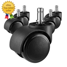 2 Inch Wheels for Office Chairs Replacement, 5PCS Mute Heavy Duty Rubber Rotatin