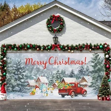 Christmas Snowman Garage Door Cover - 6 x 13 Ft Holiday Wall Decoration