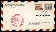 Mayfairstamps Philippines 1947 dual Manila to Bangkok Thailand air mail First Fl