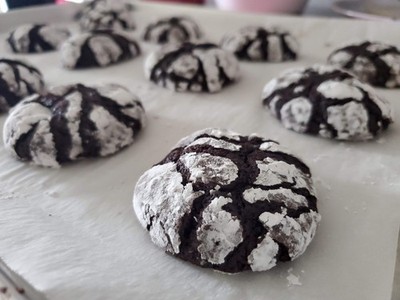 1 dozen  Chocolate Crinkle Cookies  Freshly Baked Homemade holiday gifts 