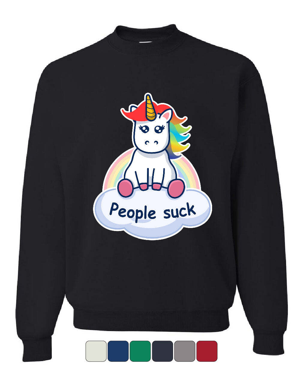 Felpa People Suck Cute Unicorno Divertente Arcobaleno Pony Maglione Introverso