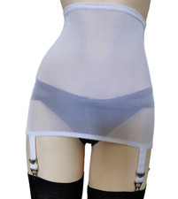 Porte jarretelles blanc transparent taille haute 6 branches rétro pinup sexy