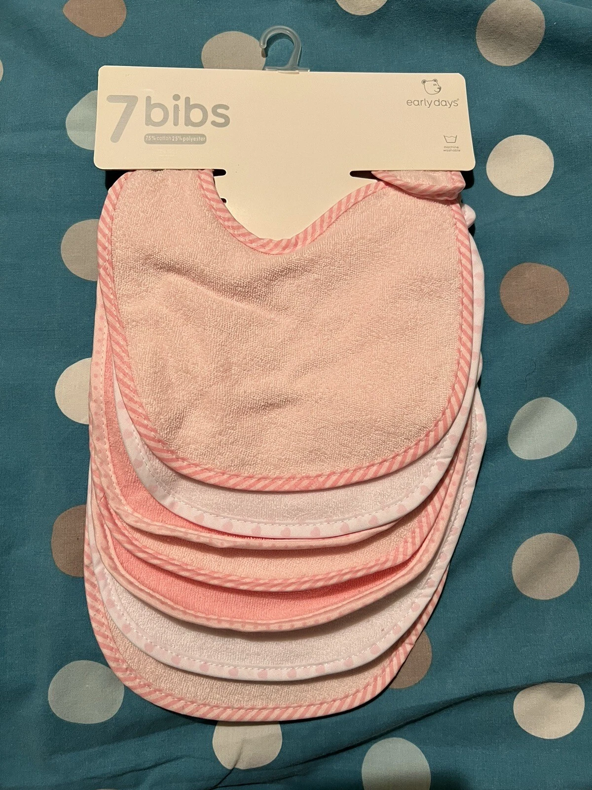*NEW* Early Days Pink/ White 7 Bibs Set