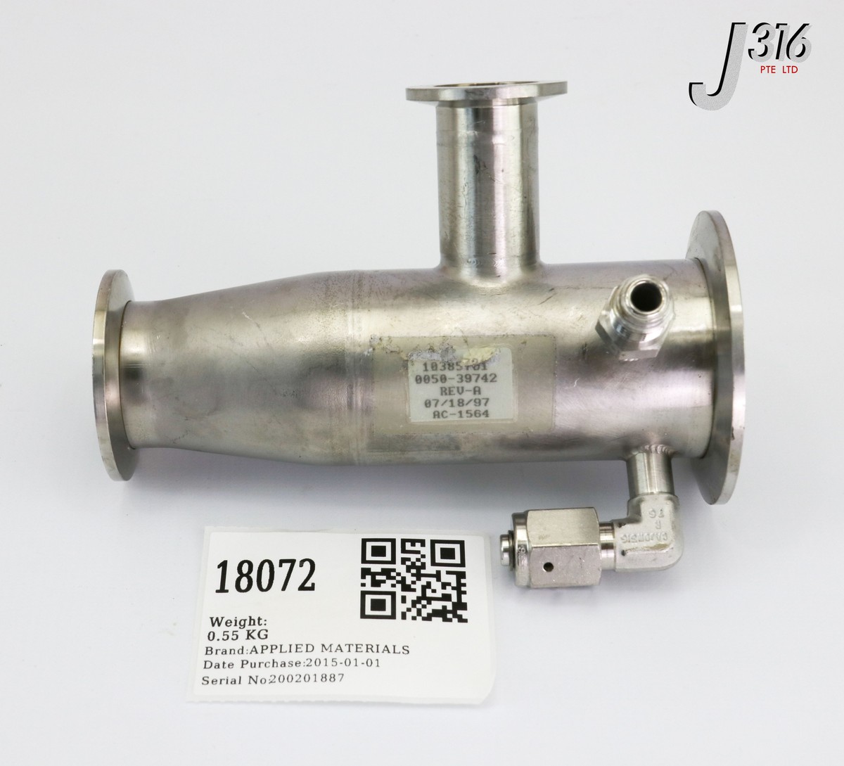 リクエスト 18072 APPLIED MATERIALS REDUCER, WELDMENT, EBARA TURBO PUMP, MxP